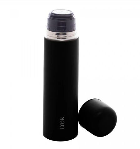 GARRAFA TÉRMICA DE AÇO INOX BULLET PRETA 500ML - LYOR