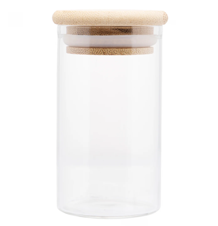 PORTA MANTIMENTOS DE VIDRO BOROSSILICATO COM TAMPA DE BAMBU 1L - WOLFF