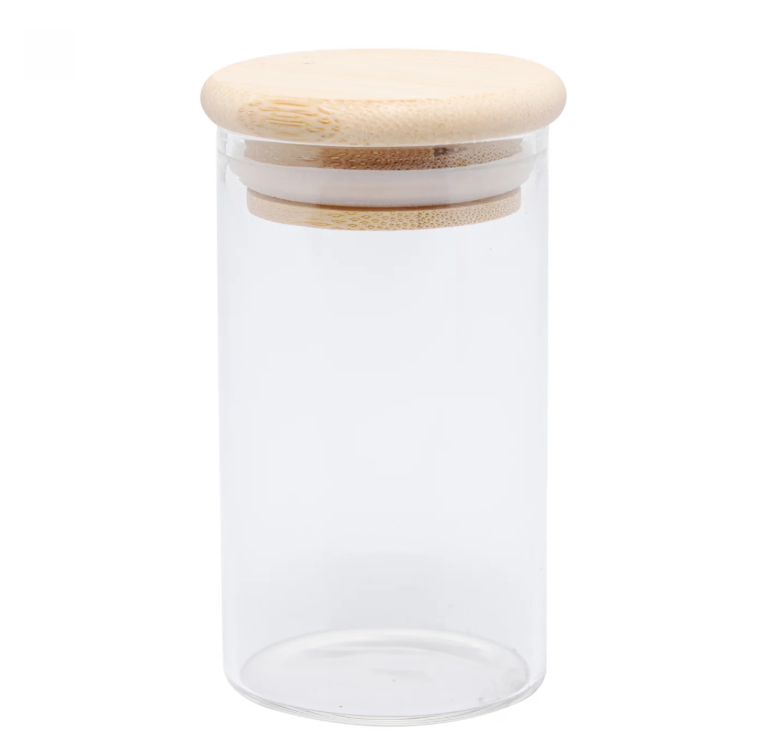 PORTA MANTIMENTOS DE VIDRO BOROSSILICATO COM TAMPA DE BAMBU 1L - WOLFF