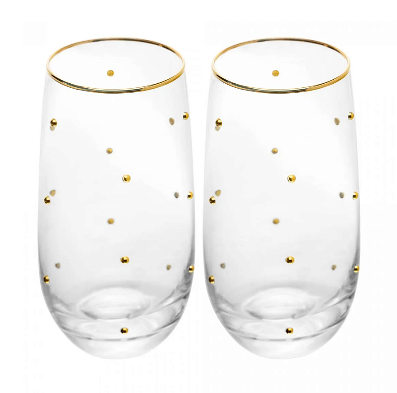 CONJUNTO 2 COPOS DE VIDRO BALLS FIO DE OURO 300ML - WOLFF