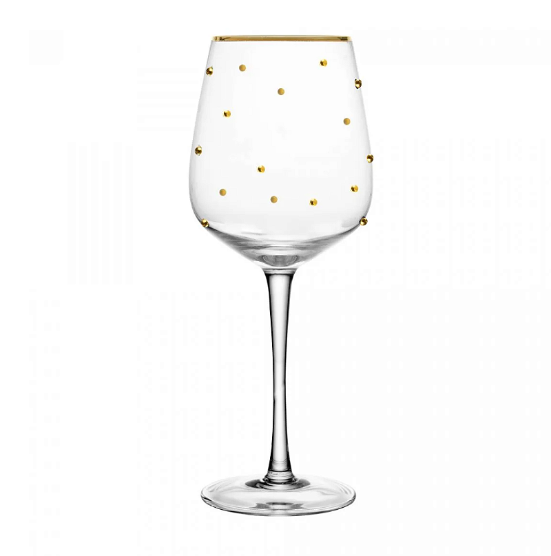 CONJUNTO 2 TAÇAS DE VIDRO PARA VINHO BALSS FIO DE OURO 350ML - WOLFF