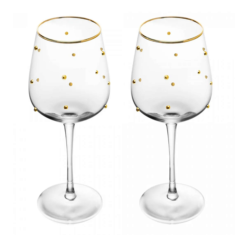 CONJUNTO 2 TAÇAS DE VIDRO PARA VINHO BALSS FIO DE OURO 350ML - WOLFF
