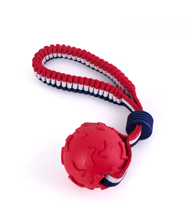 BRINQUEDO PARA PET CABO DE GUERRA COM BOLA DE BORRACHA 26X7CM - C3B