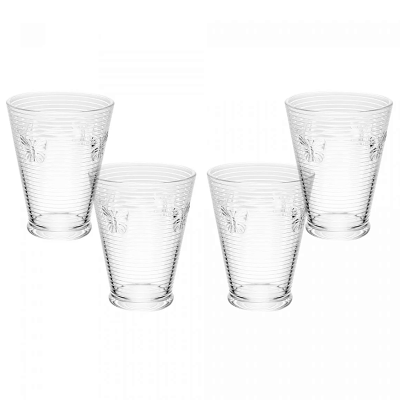CONJUNTO 4 COPOS DE VIDRO LINES BUTTERFLY 350ML - WOLFF