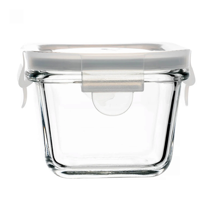 POTE HERMÉTICO DE VIDRO COM TAMPA QUADRADO 150ML - LYOR