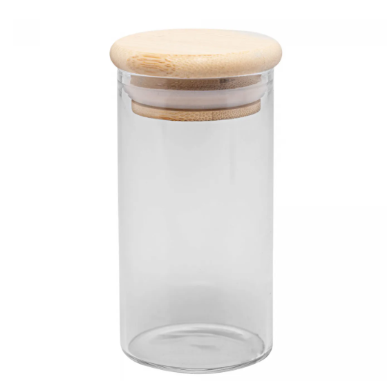 POTE HERMÉTICO DE VIDRO BOROSSILICATO COM TAMPA DE BAMBU 120ML - WOLFF