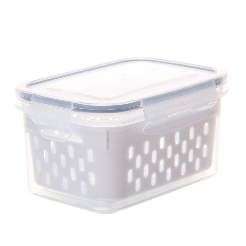POTE HERMETICO COM CESTO ESCORREDOR BRANCO 800ML - LYOR