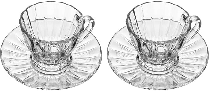 CONJUNTO 2 XICARAS PARA CHA DE CRISTAL DE CHUMBO COM PIRES - LYOR