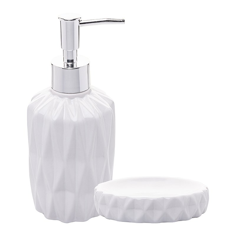 CONJUNTO 2 PECAS PARA BANHEIRO DE CERAMICA DIAMOND BRANCO - LYOR
