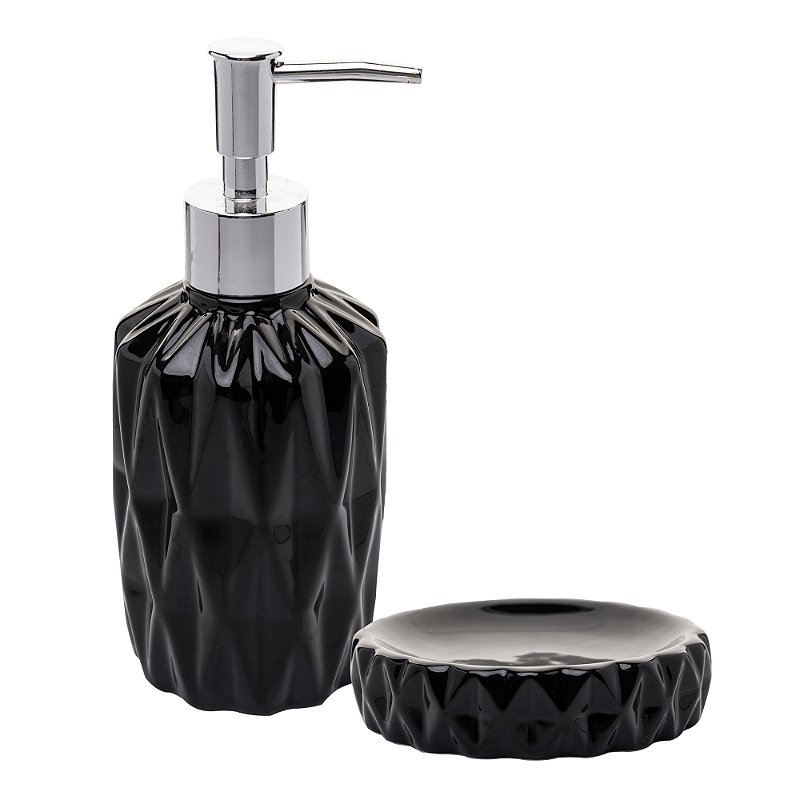 CONJUNTO 2 PECAS PARA BANHEIRO DE CERAMICA DIAMOND PRETO - LYOR