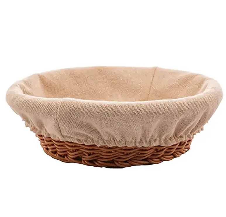 CESTA REDONDA DE RATTAN COM FORRO DE TECIDO 21CM - LYOR