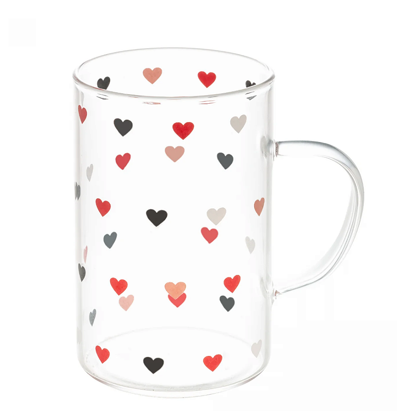 CANECA DE VIDRO RESISTENTE AO CALOR LOVE - 280ML - LYOR