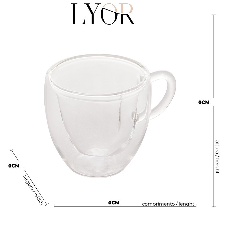 CONJUNTO 2 XÍCARAS PARA CAFÉ VIDRO CORAÇÃO - LYOR