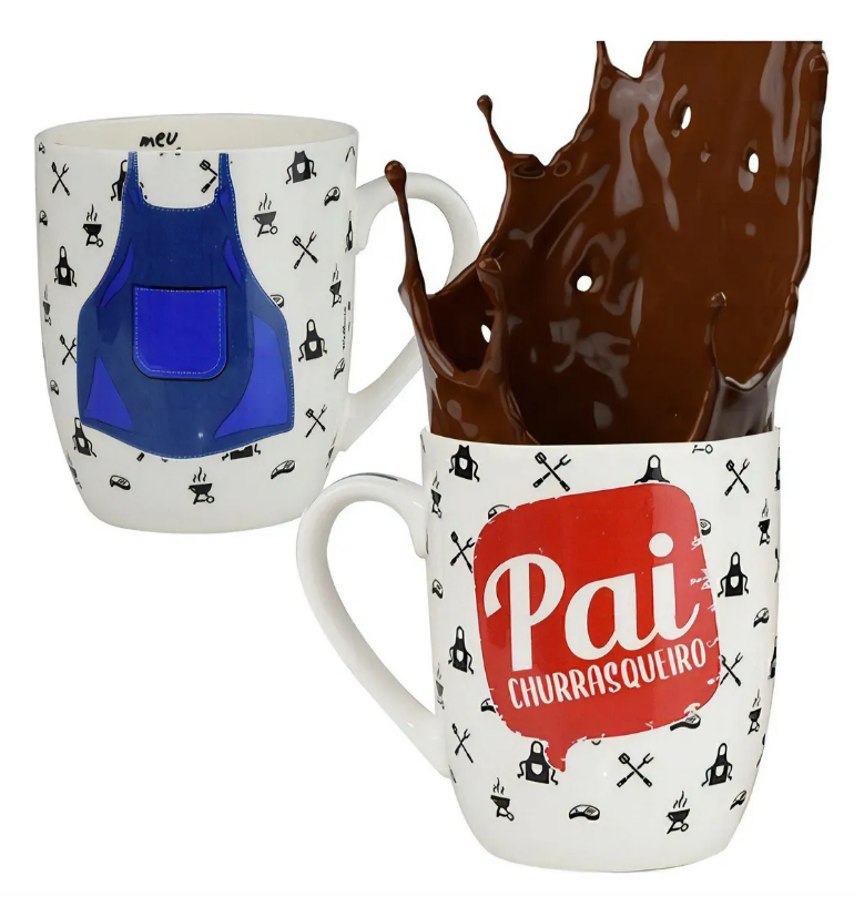 CANECA DE CERÂMICA MEU PAI É O CARA - PAI CHURRASQUEIRO - 400ML - WELLMIX