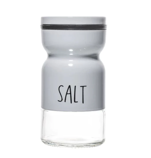 SALEIRO DE VIDRO COM TAMPA DE METAL BRANCO 120ML - LYOR