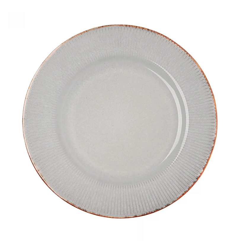 PRATO PARA SOBREMESA DE CERAMICA LINEAR CINZA 20CM - LYOR