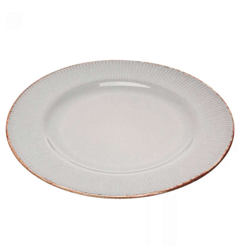 PRATO PARA SOBREMESA DE CERAMICA LINEAR CINZA 20CM - LYOR