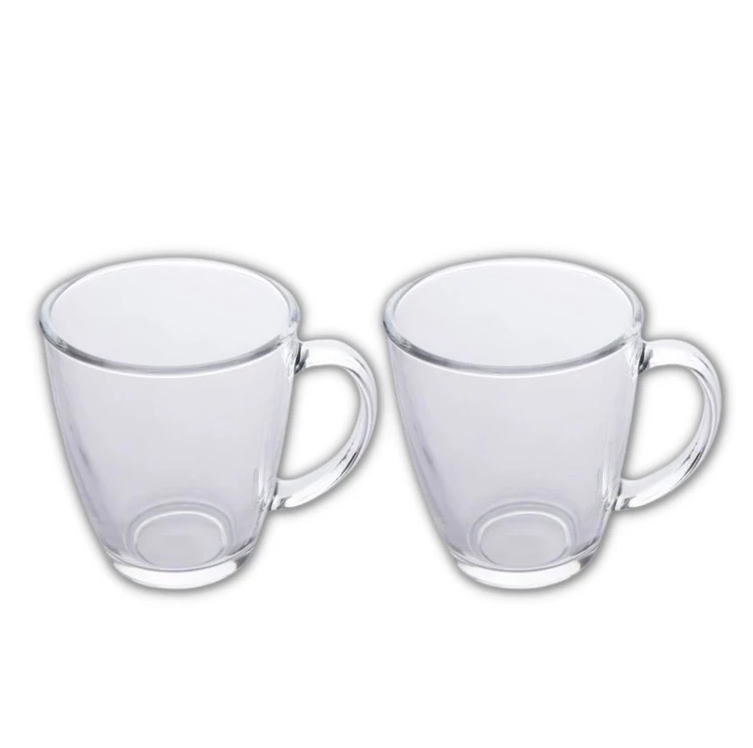 KIT COM 2 CANECAS DE VIDRO TRANSPARENTES 350ML - FLASHGOODS