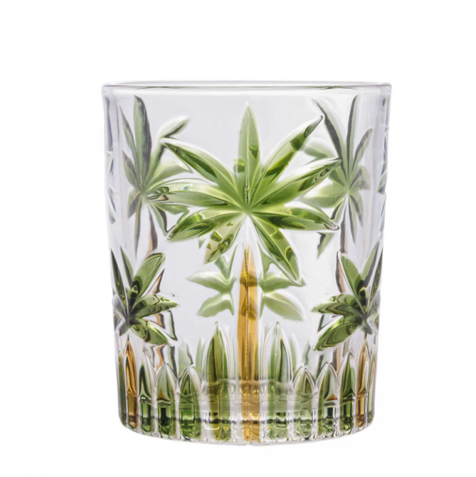 COPO BAIXO DE CRISTAL ECOLÓGICO PALM TREE HANDPAINT 340ML - WOLFF