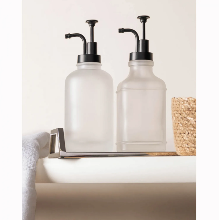 PORTA SABONETE LÍQUIDO DE VIDRO REDONDO COM BICO CURVO REVIVAL 500ML - WOLFF