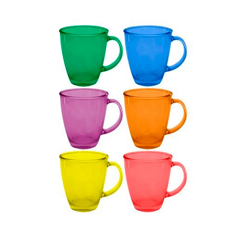KIT COM 2 CANECAS COLORIDAS DE VIDRO 350ML - FLASHGOODS