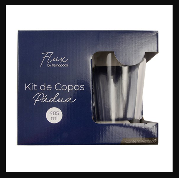 KIT COM 4 COPOS DE VIDRO PÁDUA 485ML - FLASHGOODS