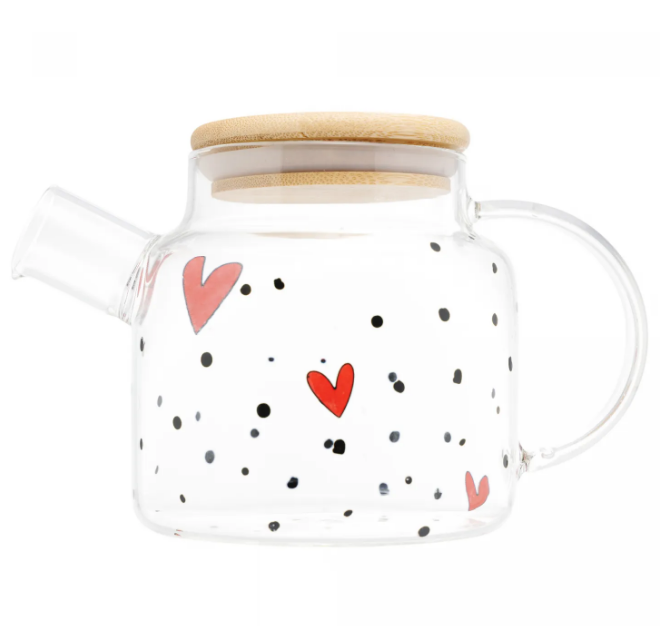 Chaleira de Vidro Borossilicato com Tampa de Bambu Heart 600ml - Wolff-29427