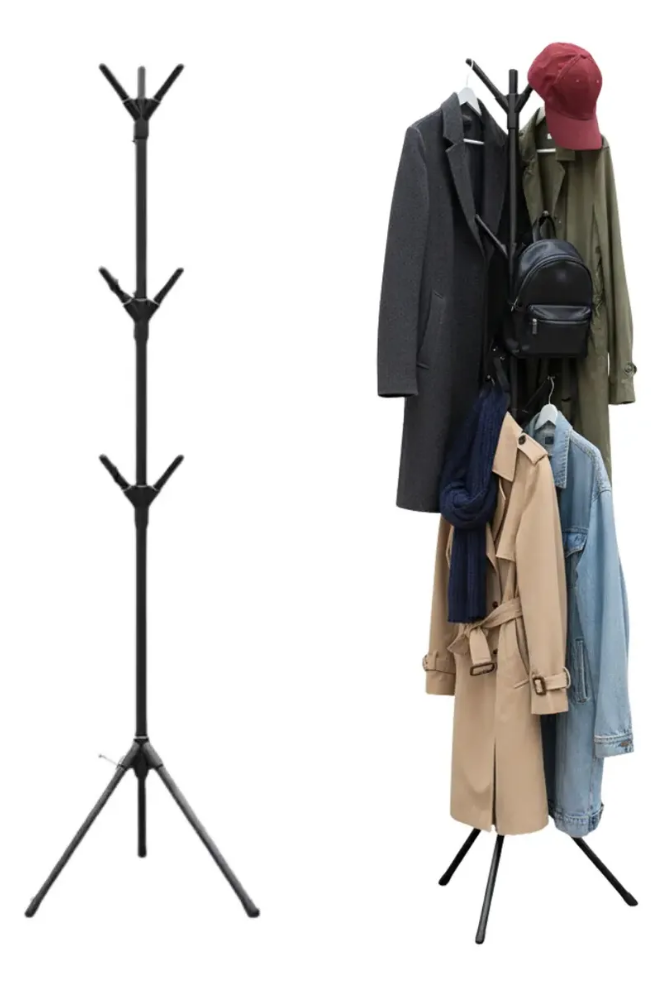 CABIDEIRO MULTIUSO MANCEBO PORTÁTIL SUPORTA ATÉ 10KG COM 9 HASTES 163X40X48CM - C3B