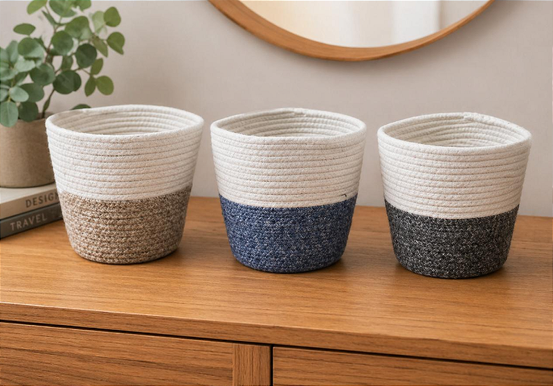 CESTO DECORATIVO ORGANIZADOR MULTIUSO DE POLIÉSTER KALEB 24X18X20CM CORES SORTIDAS - TOKYO DESIGN