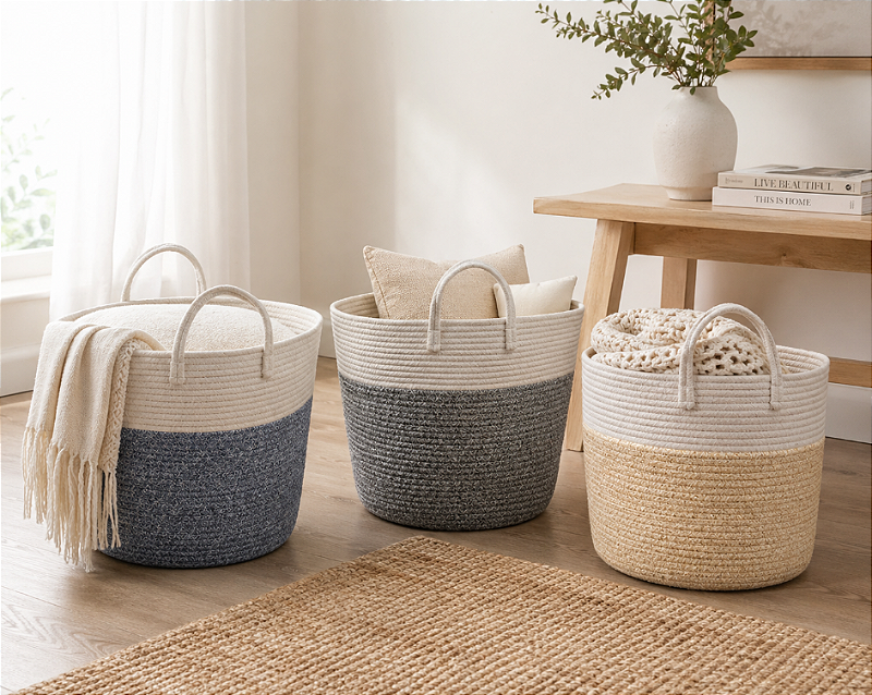 CESTO DECORATIVO ORGANIZADOR MULTIUSO DE POLIÉSTER NATHAN 34X31CM CORES SORTIDAS - TOKYO DESIGN