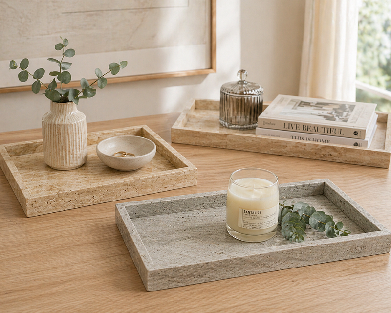 BANDEJA DECORATIVA ESTILO MÁRMORE RETANGULAR 30X17 COR SORTIDA - TOKYO DESIGN