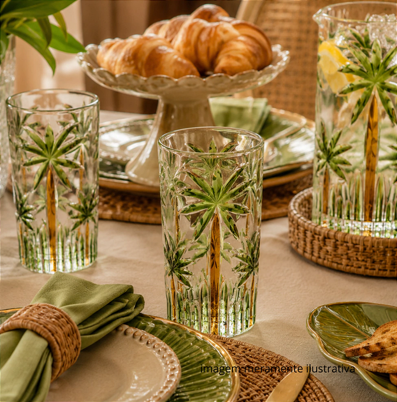 COPO ALTO DE CRISTAL ECOLÓGICO PALM HAND PAINTING 360ML - WOLFF