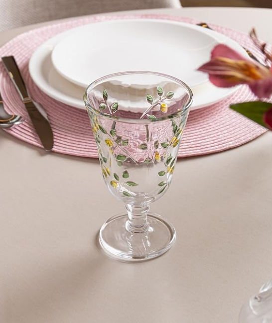 TAÇA PARA ÁGUA DE CRISTAL ECOLÓGICO HAND PAINTING SICILIANO 240ML - LYOR