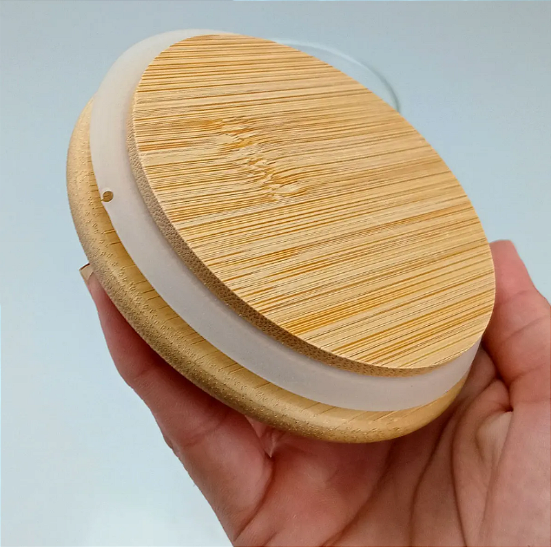 POTE HERMÉTICO DE VIDRO COM TAMPA E COLHER DE BAMBU 550ML 12X8CM - FLASHGOODS