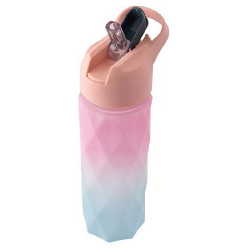 GARRAFA DE PLÁSTICO COM TAMPA E CANUDO 600ML - FLASHGOODS