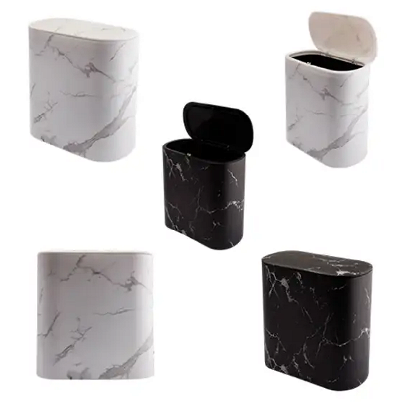 LIXEIRA DE PLÁSTICO COM ESTAMPA MARMORIZADA 8,5 LITROS 29X15CM - CLINK