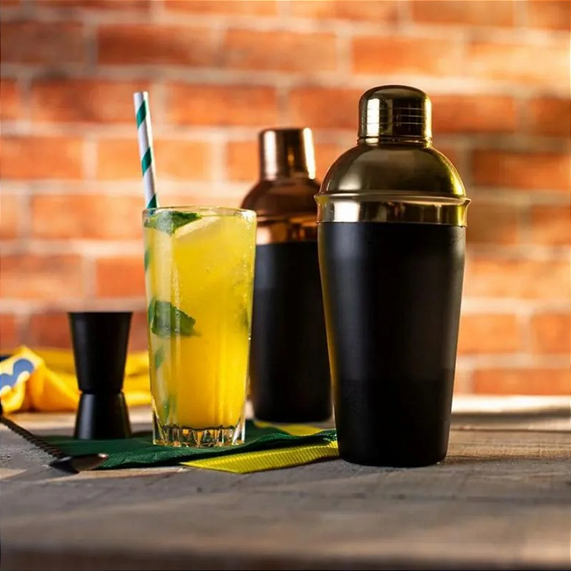 COQUETELEIRA DE AÇO INOX PRETA E DOURADA5 500ML - LYOR