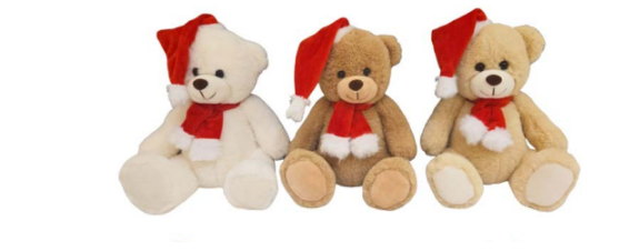 URSO DE PELÚCIA NATALINO COM TOUCA E CACHECOL 20CM - MULTIART