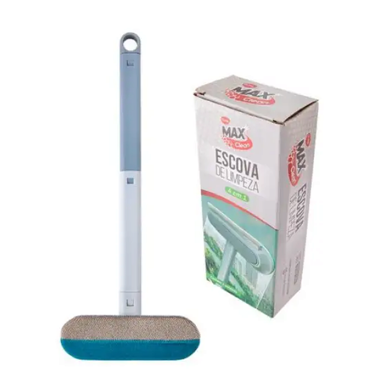 ESCOVA DE LIMPEZA MULTIFUNCIONAL 4 EM 1 DE PLÁSTICO E MICROFIBRA 43CM - CLINK