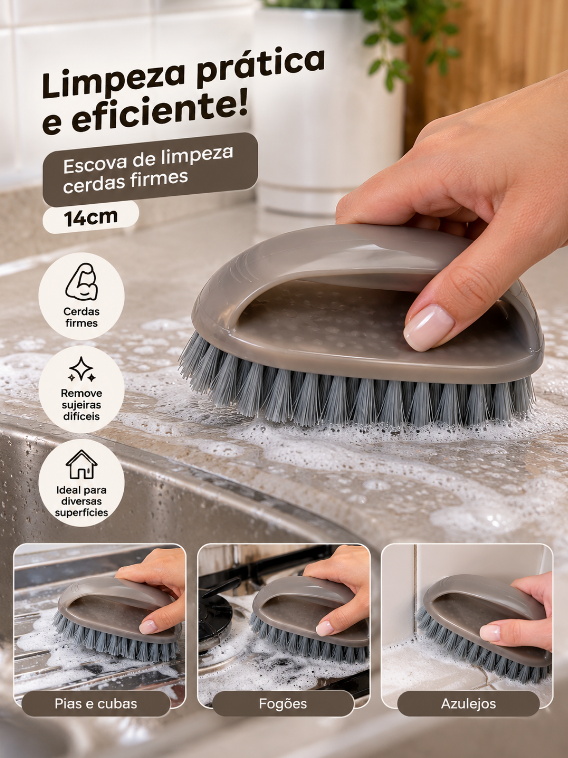 ESCOVA DE LIMPEZA CERDAS FIRMES 14CM - CLINK
