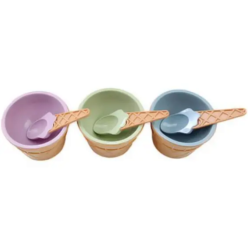 TIGELA POTE PARA SORVETE COM COLHER CASQUINHA 9X6CM CORES SORTIDAS - CLINK