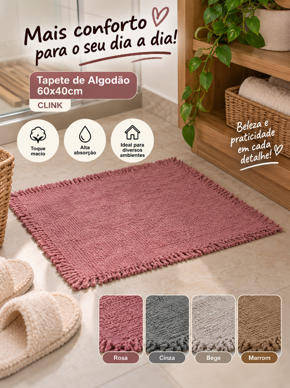 TAPETE MULTIUSO DE ALGODÃO 60X40CM CORES SORTIDAS - CLINK