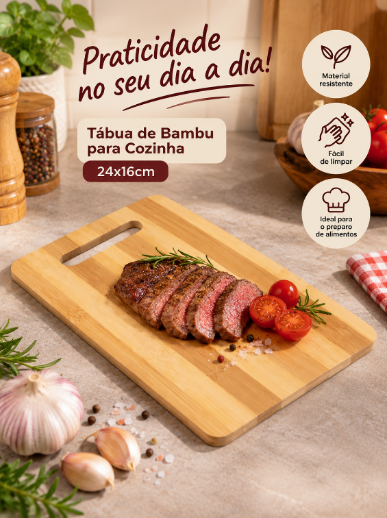 TÁBUA DE BAMBU PARA COZINHA 24X16CM - CLINK
