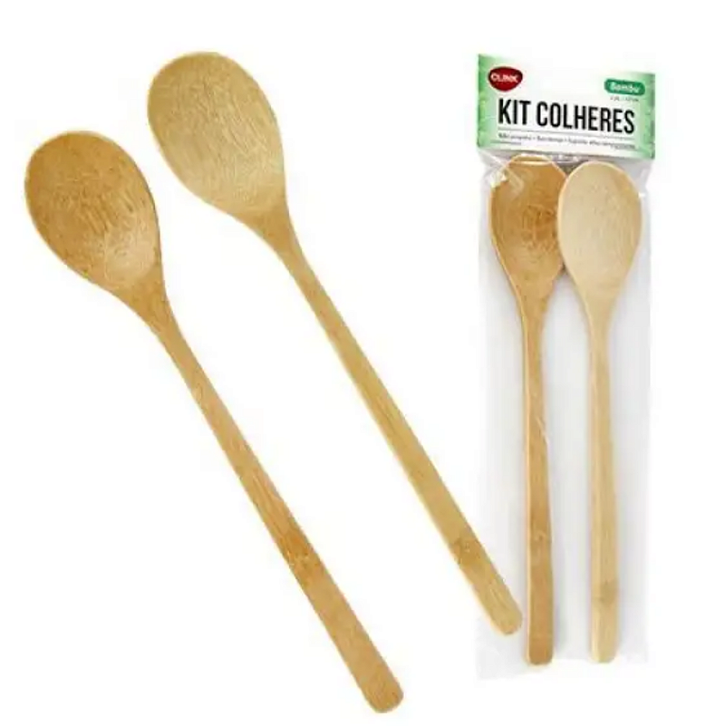 KIT COM 2 COLHERES DE BAMBU 22CM - CLINK