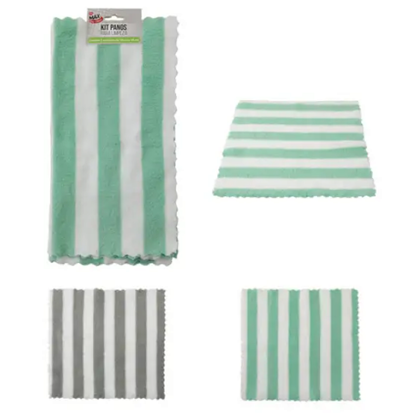 KIT COM 2 PANOS DE LIMPEZA DE POLIÉSTER 30X30CM - CLINK