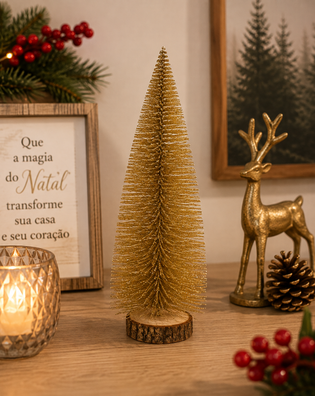 ÁRVORE DECORATIVA DE NATAL DOURADA 30CM - MULTIART