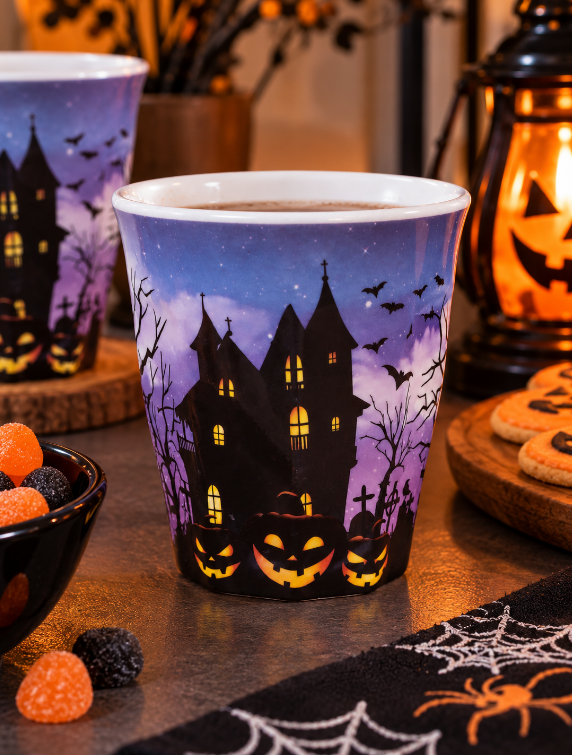 COPO DE MELAMINA HALLOWEEN CASTELO MORCEGOS 300ML - FLORARTE