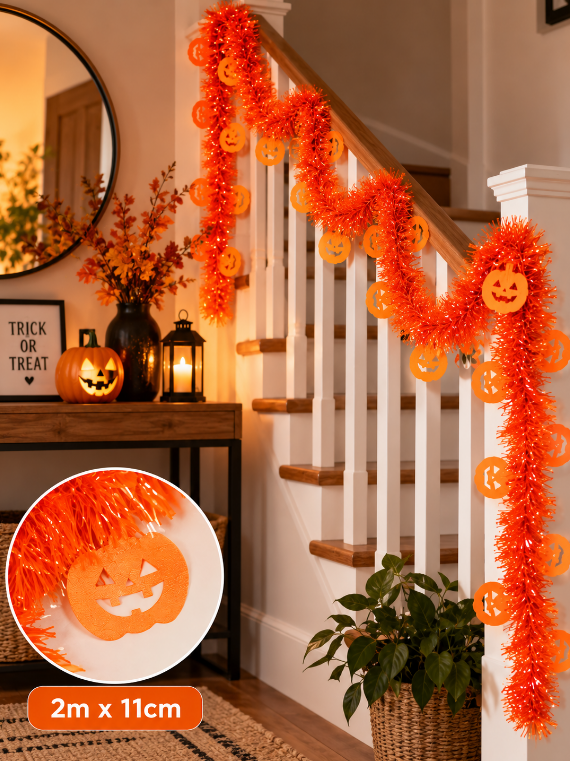 FESTÃO DECORATIVO HALLOWEEN ABÓBORA LARANJA 2MX11CM - FLORARTE