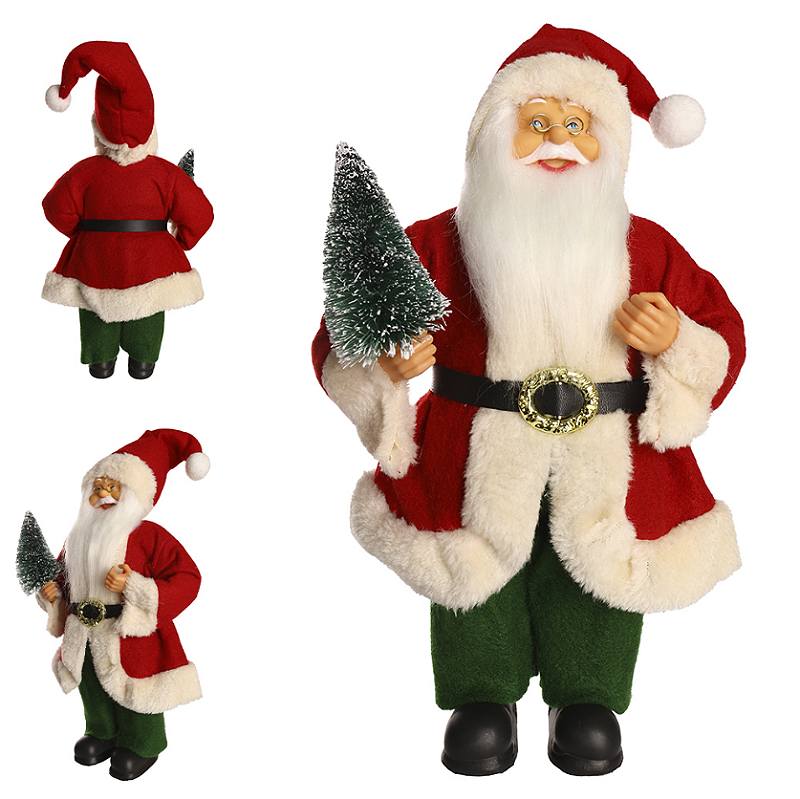 BONECO DECORATIVO DE NATAL PAPAI NOEL VERMELHO E VERDE 30CM - FLORARTE