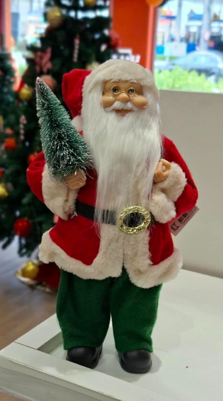 BONECO DECORATIVO DE NATAL PAPAI NOEL VERMELHO E VERDE 30CM - FLORARTE